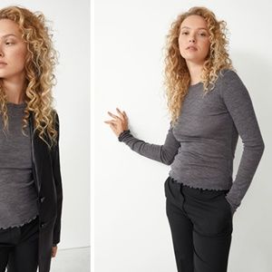 & Other Stories Fitted Frill Wool Top